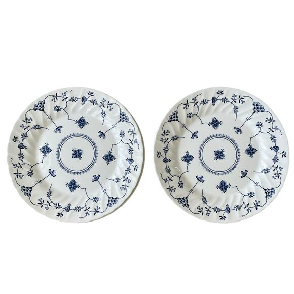 Queen's FINLANDIA Blue & White Floral Salad Plates 8in Set of 4 England NEW - Picture 9 of 16